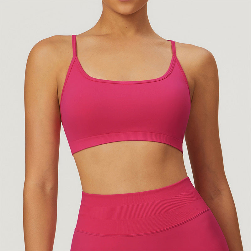 Seamless U Neck Cross Back Quick-Dry Sports Bra