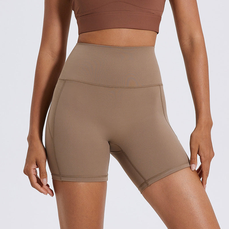 High-waisted tummy tucking gym shorts