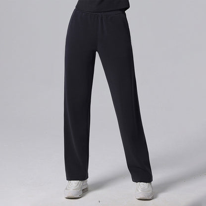 High Waisted Loose Drawstring Straight Leg Full-Length Pants