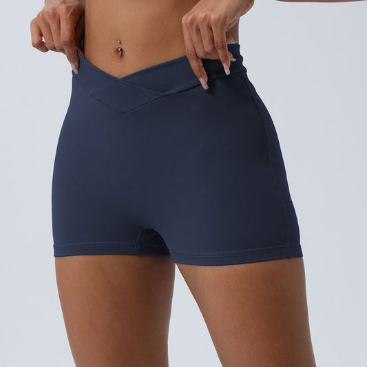 Running Fitness Crossover V Waist Athletic Shorts