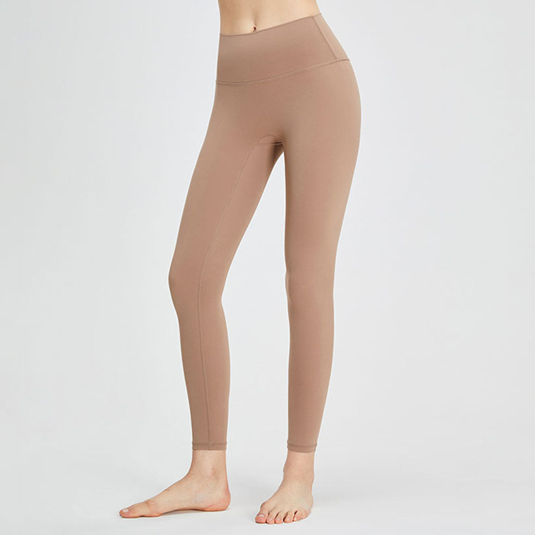 Leggings de yoga de sport taille haute de couleur unie