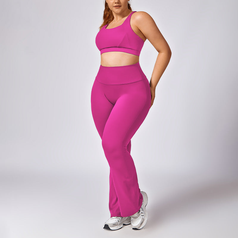 Plus Size Quick Dry Sports Bra + Flared Leg Pant 2-piece set