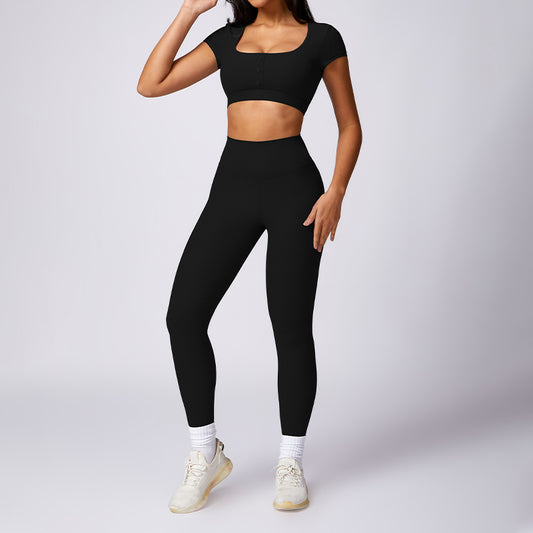 Quick-drying short-sleeved bra & leggings sets