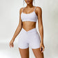 Quick-drying halterneck bra & sports shorts 2-piece set