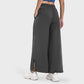 Side pockets waist-cinched wide-leg pants