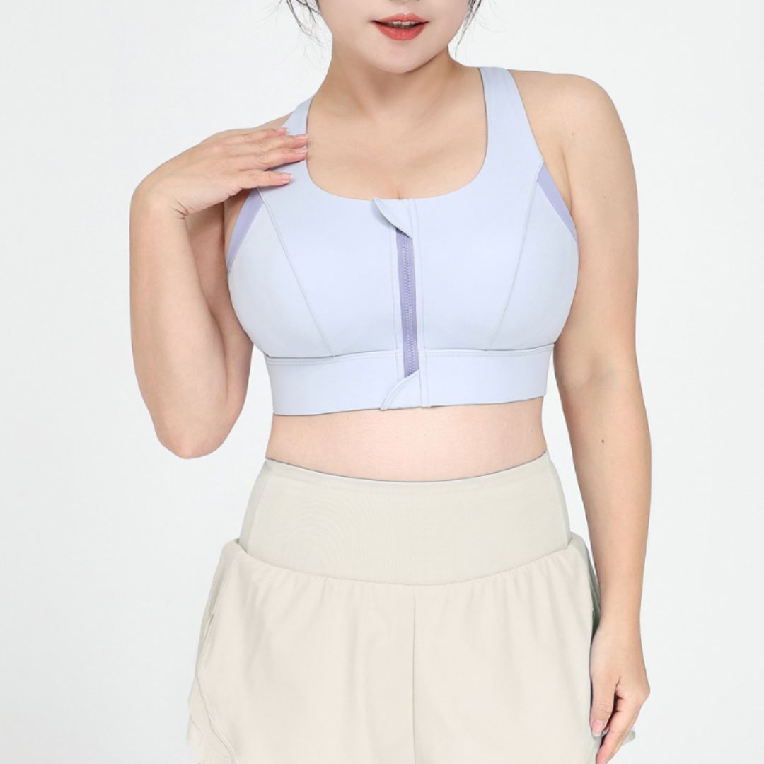 Plus size zipper sports bra