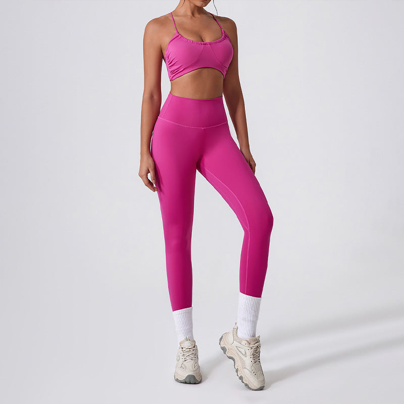 Quick drying nude fitness bra & running leggings set