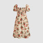 Large size printed square neck casual dress