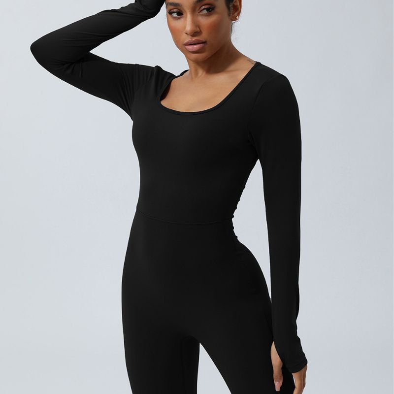 Quick-drying backless long sleeves tight Jumpsuits