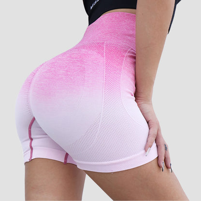 Seamless daired high-rise hip yoga shorts