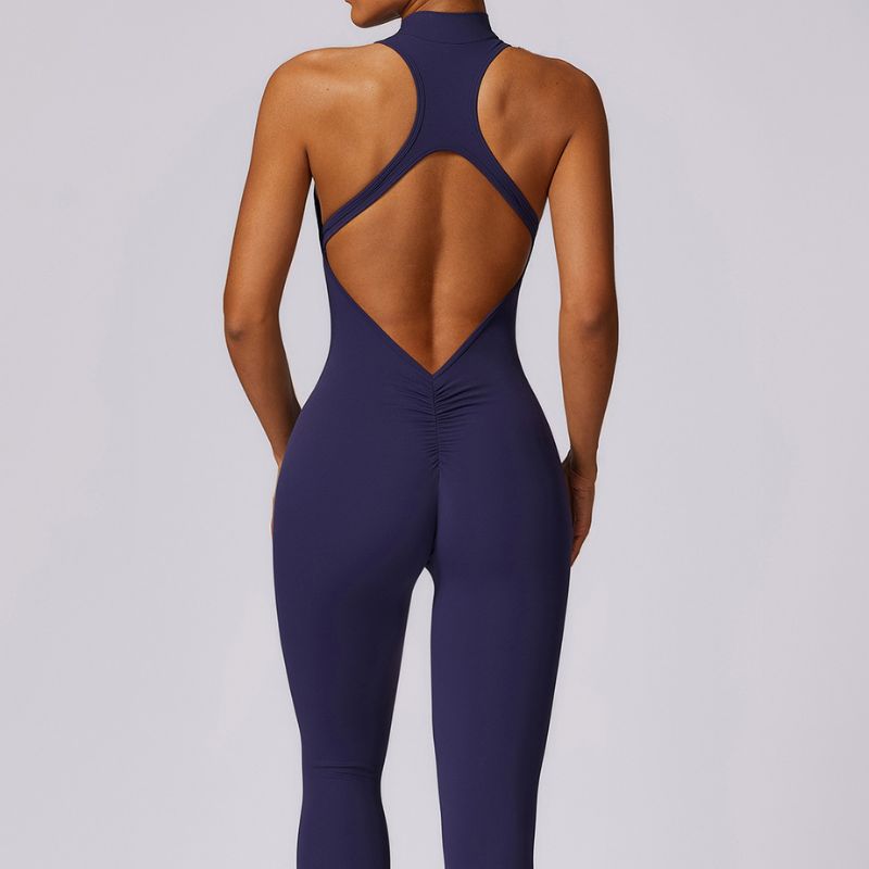 Quick-drying zipper fitness sports tight Jumpsuits