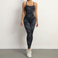 Solid color cross back sports jumpsuit