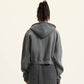 Washed vintage fleece cropped top hooded hoodies