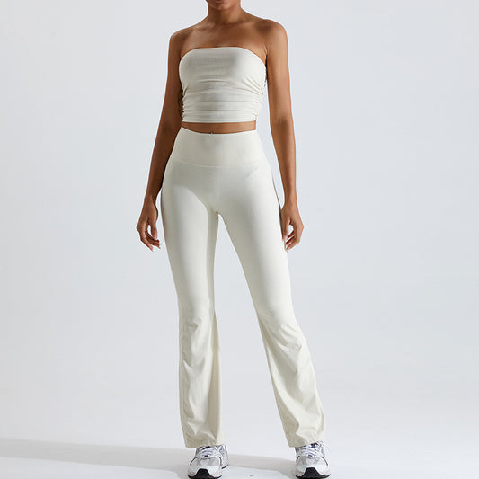 Wrap sports bra & casual bootcut pants 2-piece set