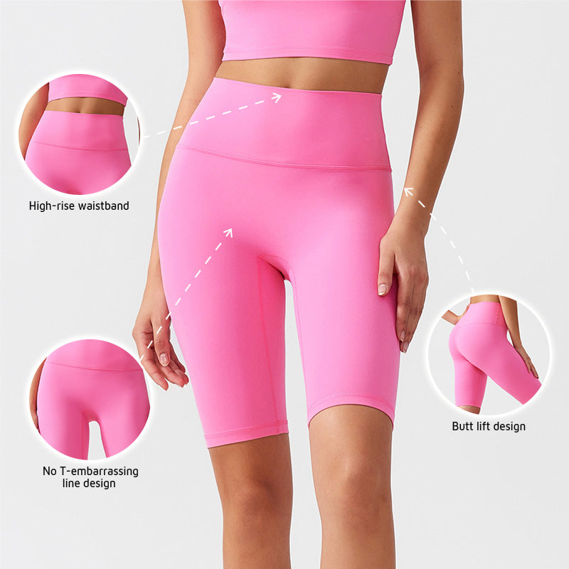 Free size one-size-fits-all nude butt lifting and shaping sports fitness Bike Shorts