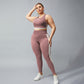 Large size contrast sports bra + Leggings 2-piece set