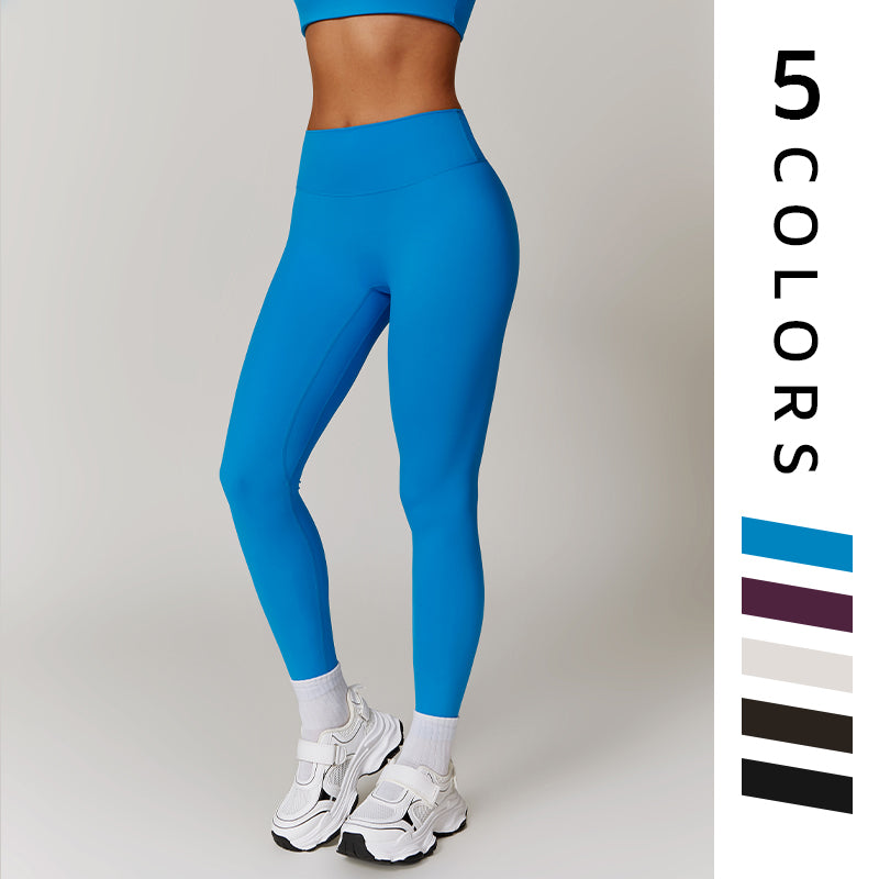 Solid high-waisted hip-lifting athletic leggings