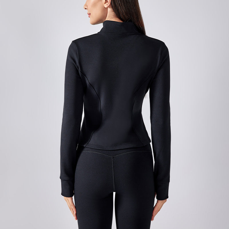 Stand Collar Long Sleeve Full Zipper Yoga Jacket