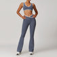 Ultra-Soft Contrasting Color Sports Bra + Cross High Waist Pants Suit