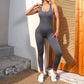 Seamless low-neck cross open back jumpsuit