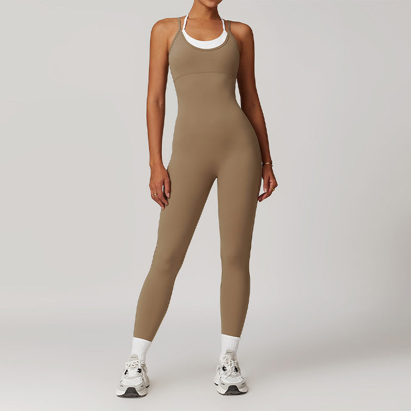 Sports One-Piece Cross Back Fitness Jumpsuits