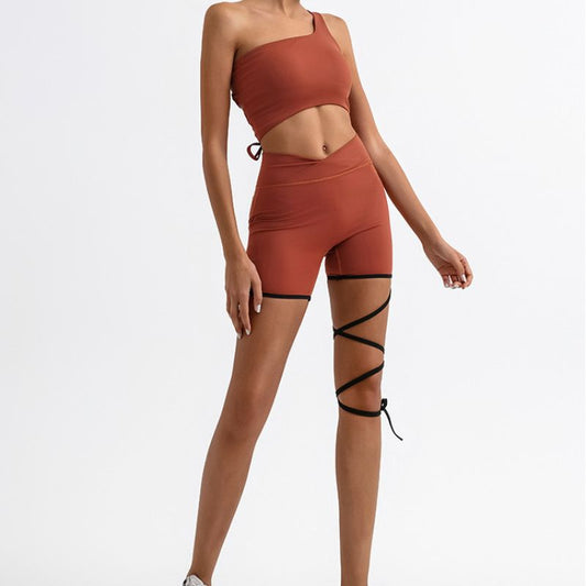 Strappy sports bra & shorts 2-piece set