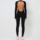 Sexy backless long-sleeved high-intensity fitness jumpsuit