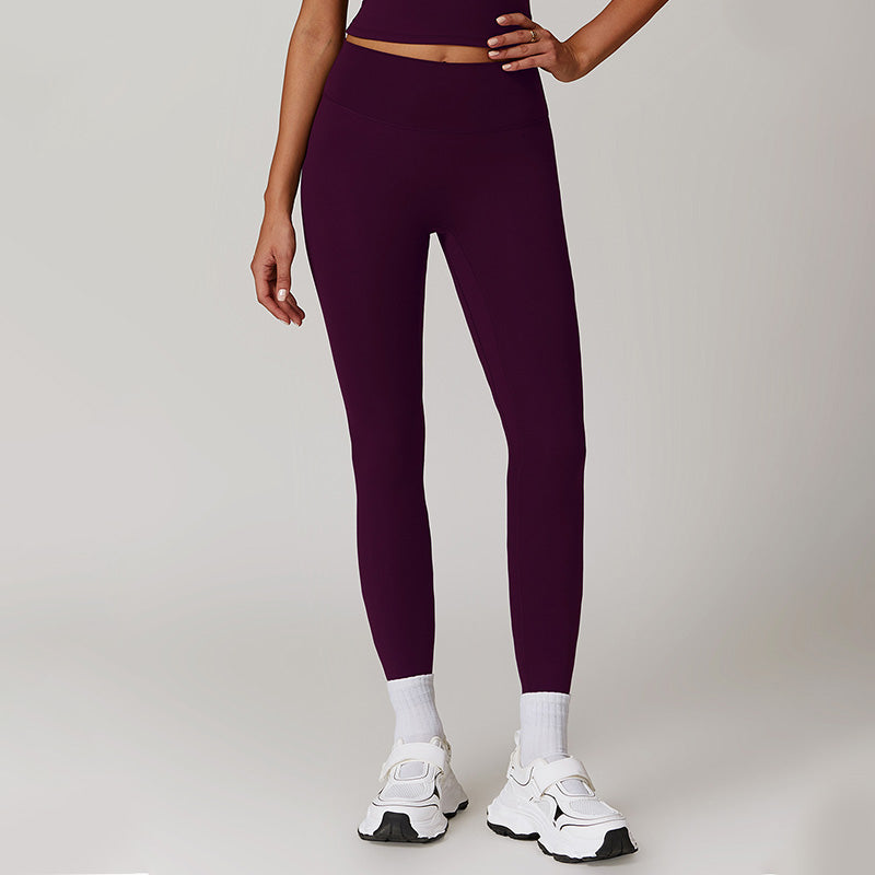 Solid high-waisted hip-lifting athletic leggings