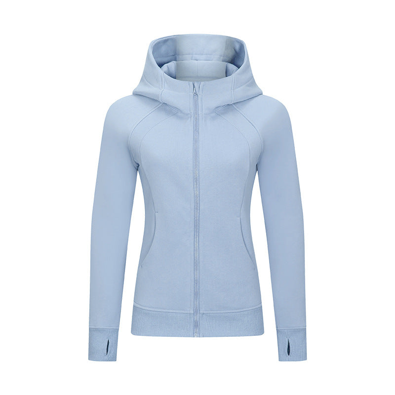 Solid color zipper hoodie