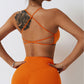 Solid color thin suspender back cross sport bra