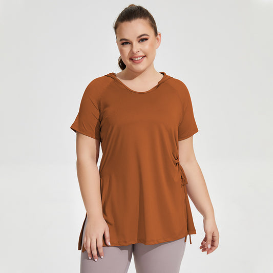 Plus Size solid side strappy sports top