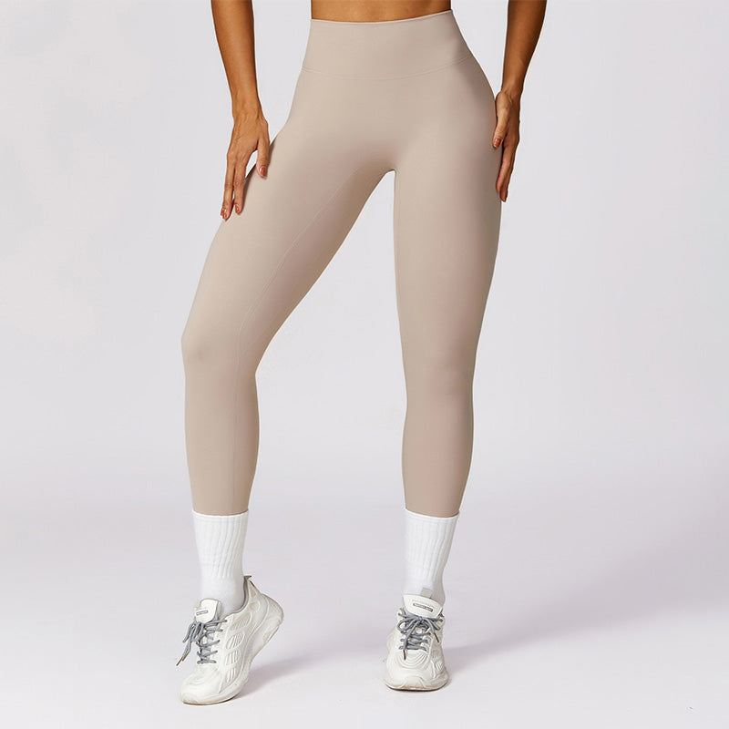 Solid high-waisted hip-lifting athletic leggings