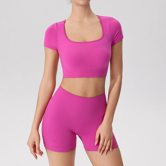 Seamless Cross Back Top + Shorts 2-Piece Set