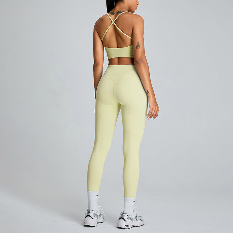 Crossover back sports outdoor skinny yoga sets