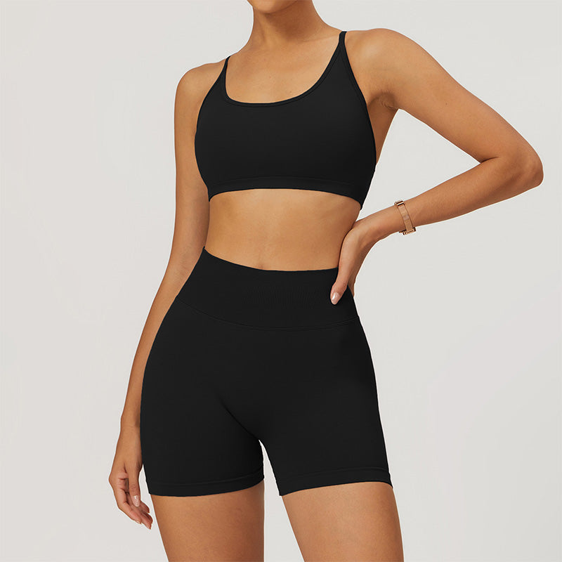 Seamless High-waisted Yoga Bra +Shorts 2 Pieces Set