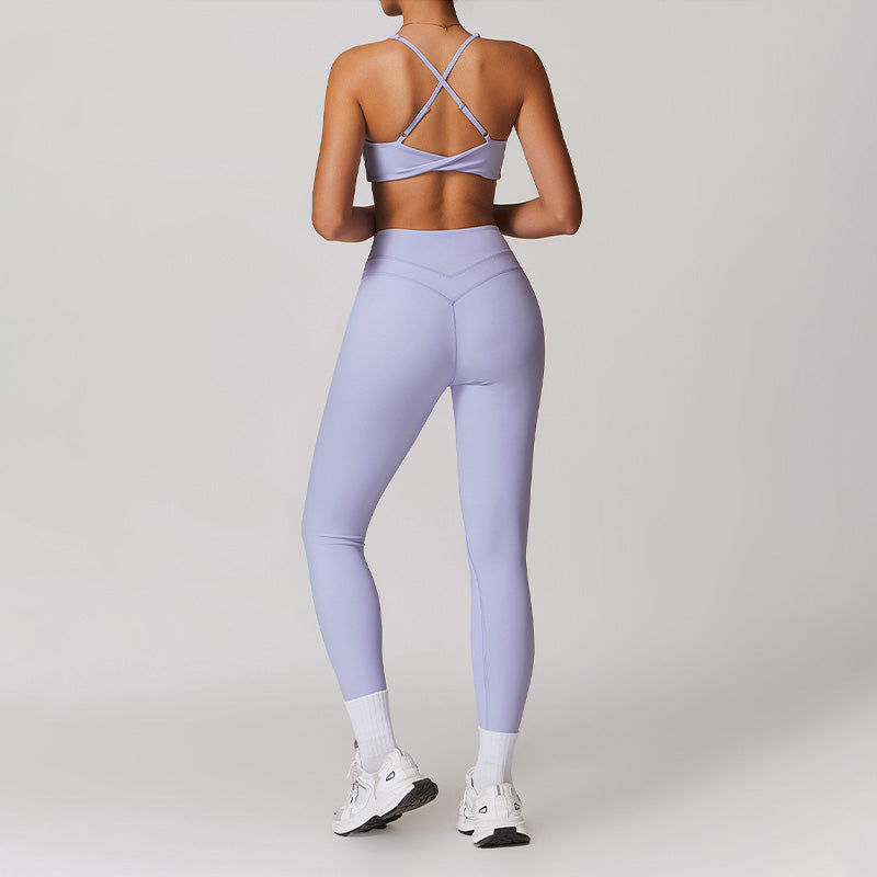 Fitness Brushed Snug Fit Yoga Bra & High-waisted  Leggings Set