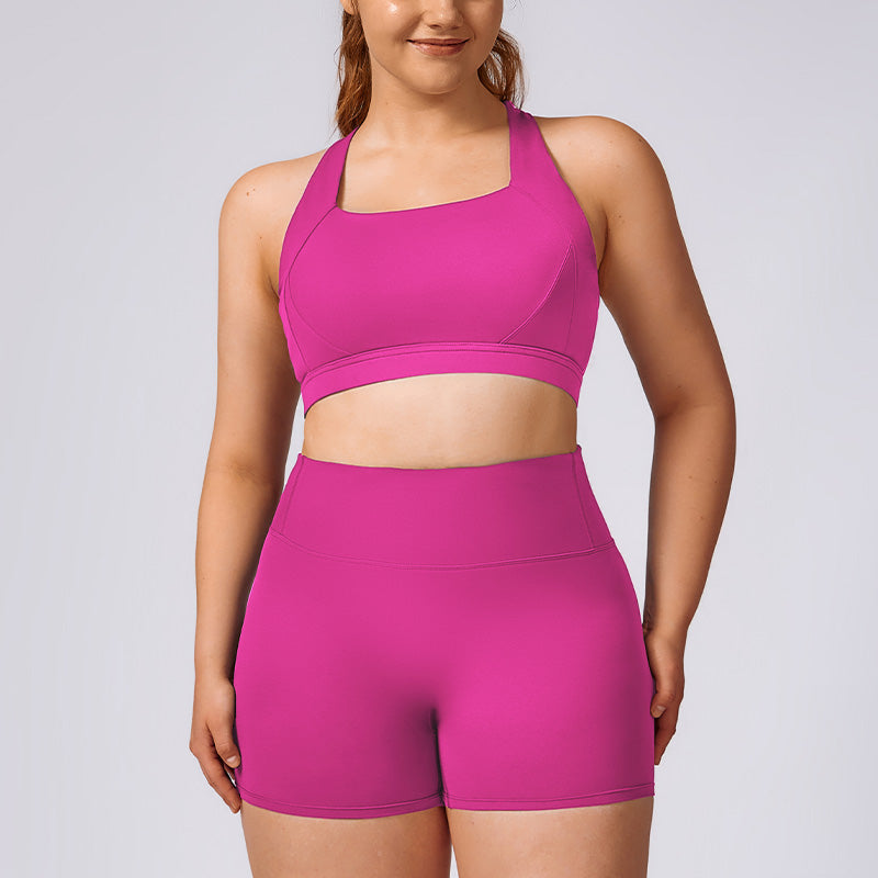 Plus Size Quick Dry Sports Bra + Shorts 2-piece set