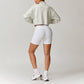 Loose Half Zipper Long Sleeve Sweatshirt + High-Waist Shorts 2-Piece Set