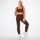 Knitted solid color sports bra + Legging 2-piece set