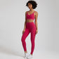 high elastic back cross over bra+sports leggings 2-piece set