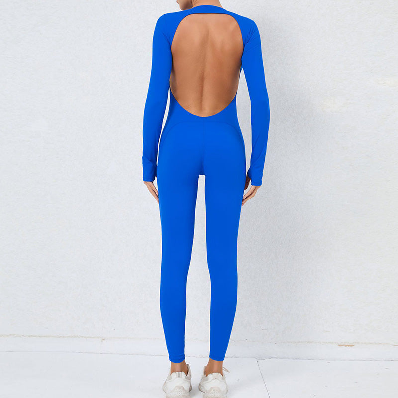 Sexy backless long-sleeved high-intensity fitness jumpsuit