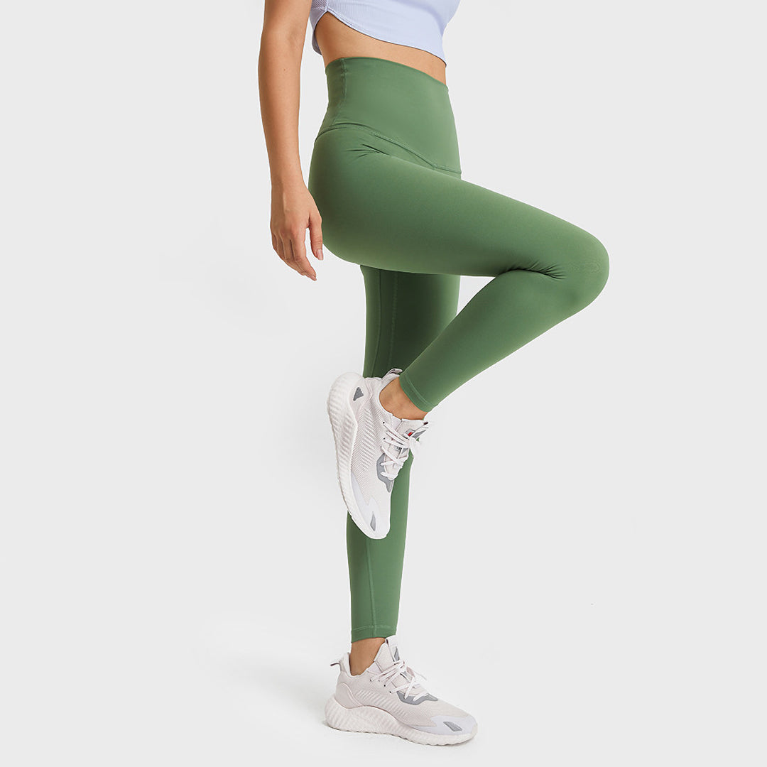 Legging de yoga de sport de couleur unie taille haute