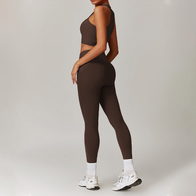 racerback yoga tank top & High-waisted Leggings 2-pieces Set