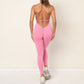 Solid V-neck halter sports jumpsuit