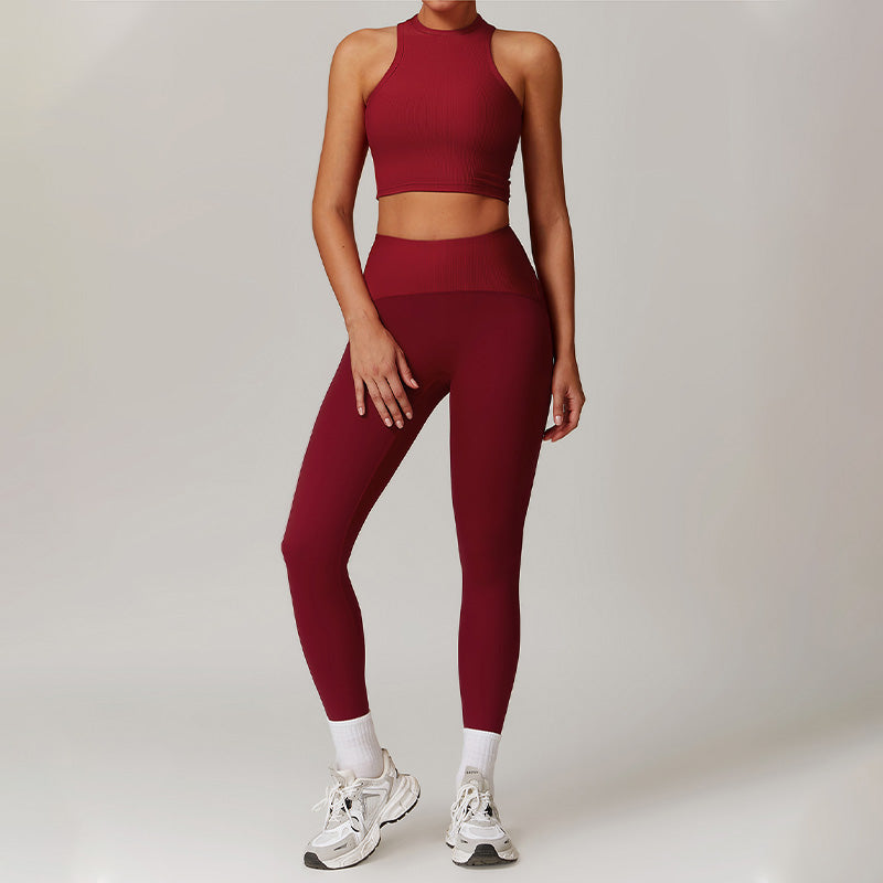 racerback yoga tank top & High-waisted Leggings 2-pieces Set