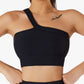 Single shoulder strap solid color Sport Bra