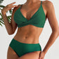 Solid color knotted swimwear high waist bikini