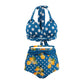 Polka dot plus size high waist swimsuit with straps