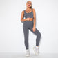 Knitted solid color sports bra + Legging 2-piece set