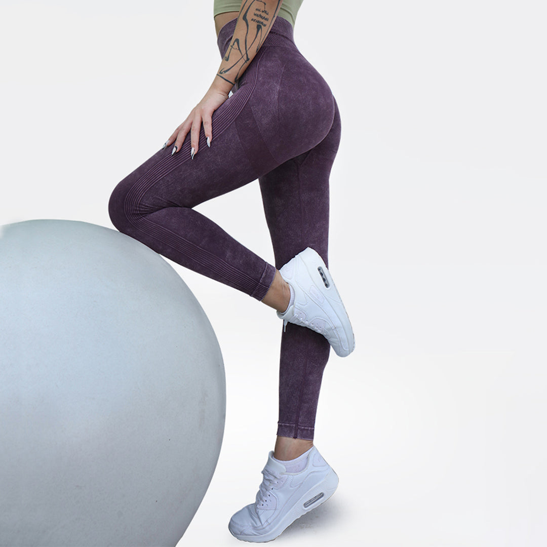 Leggings de sport sans couture de couleur unie